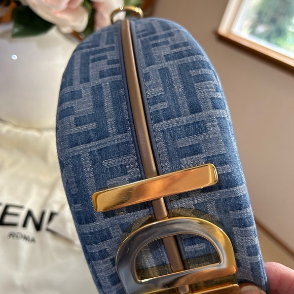 Fendi Light Blue Denim Fabric Fendigraphy Small Bag - Picture 7 of 11